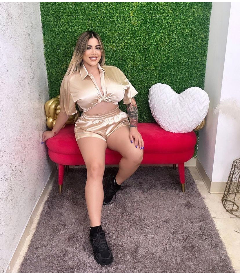 Satin short set