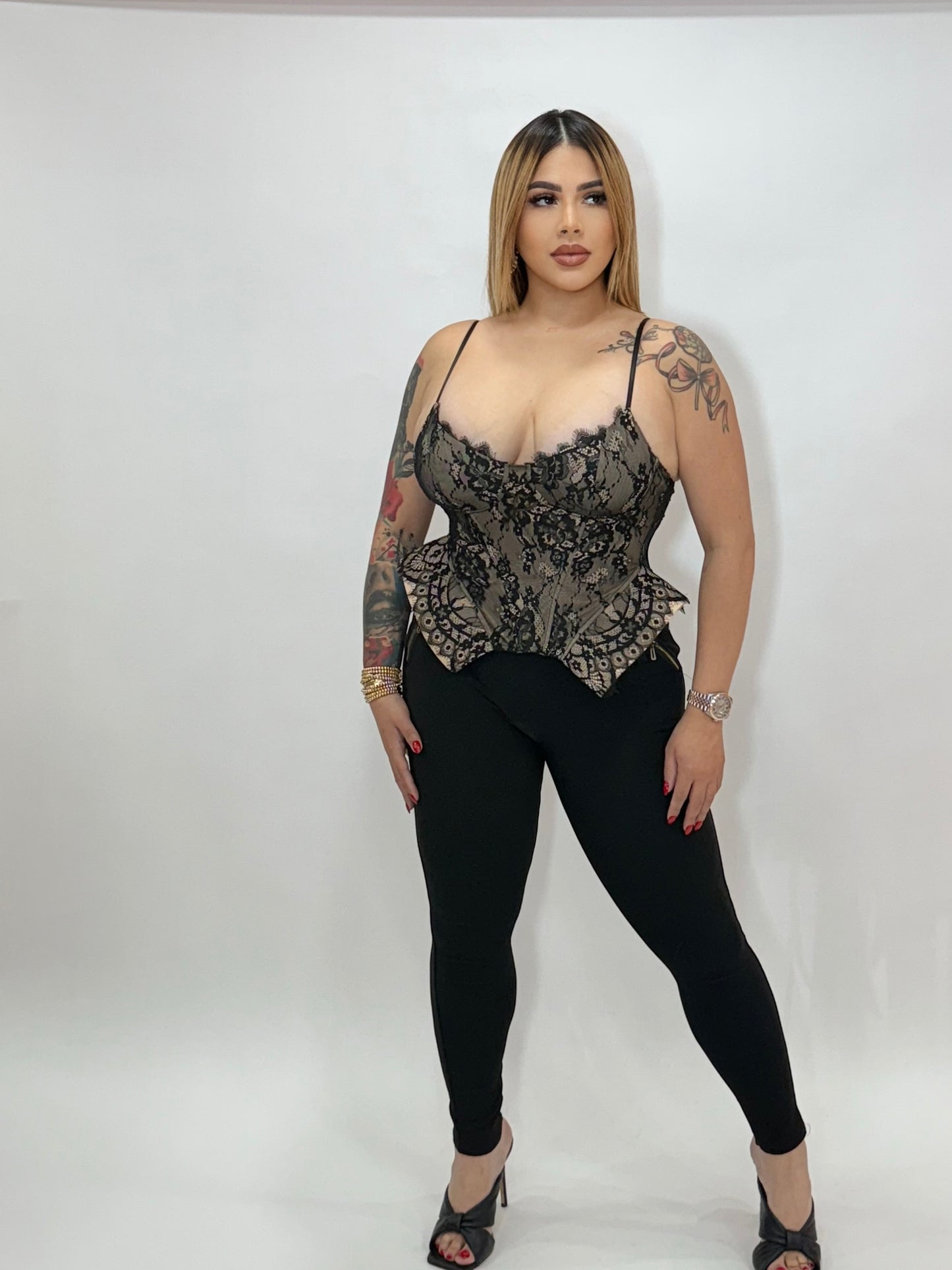 Lace overlayed bustier